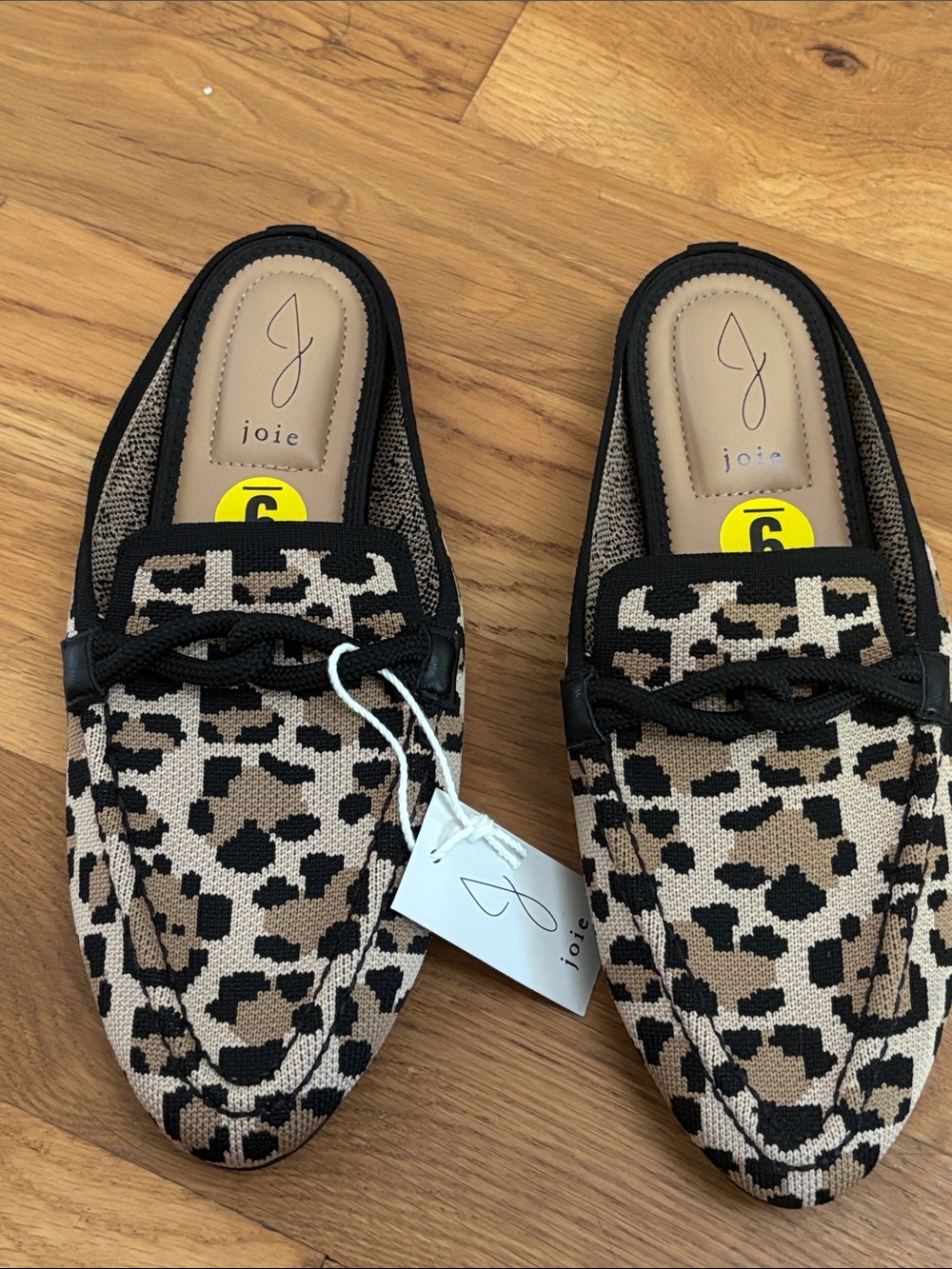 NEW Joie Womens Leopard Print Knit Loafer Mules Backless Flats Size 9 NWT